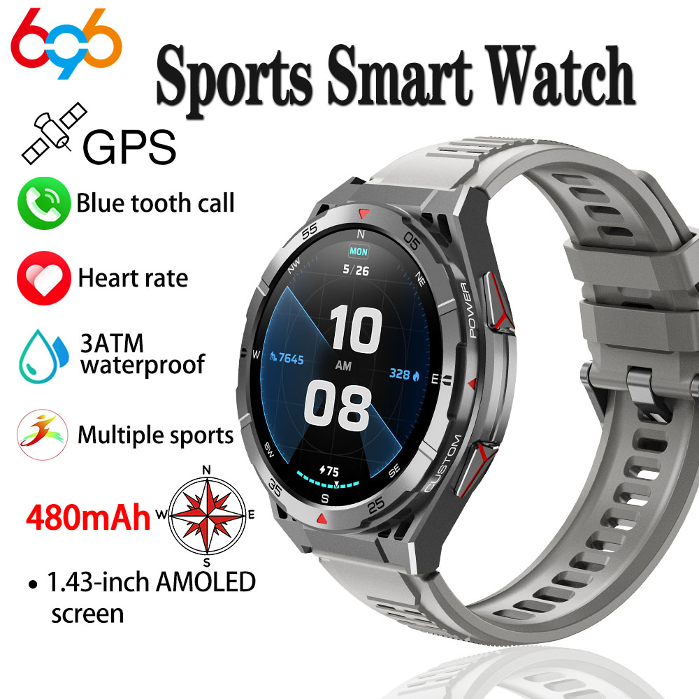 Smartwatch Faces - ใหม่สมาร์ทนาฬิกา GPS กีฬาเข็มทิศความสูงความดันอากาศฟันสีฟ้า Call 3ATM กันน้ําสุขภาพหน้าจอ