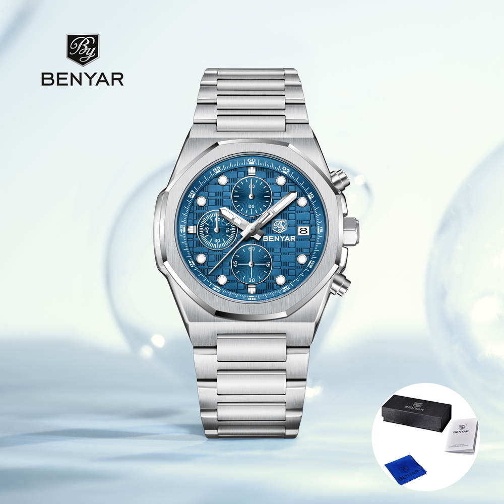 Accessories With Watch - นาฬิกาข้อมือผู้ชาย BENYAR รุ่นใหม่ปี 2025 นาฬิกาควอตซ์สุดหรู นาฬิกาโครโนกราฟสำหรับผู้ชาย