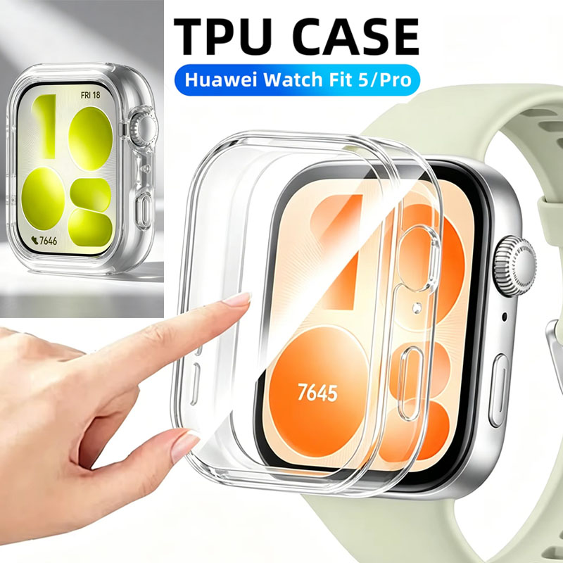 Huawei Smartwatch Accessories - เคสสำหรับหัวเว่ยวอตช์ฟิต 5 ฟิต 5 โปรตัวป้องกันหน้าจอแบบเต็มหน้าจอ TPU