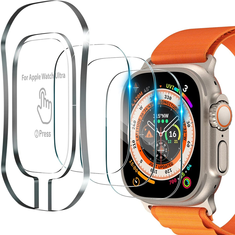 Watch Face Protector - กระจกนิรภัยสำหรับนาฬิกา Apple อัลตร้า2 49มม. กันรอยขีดข่วนฟิล์มป้องกันการติดตั้ง iWatch