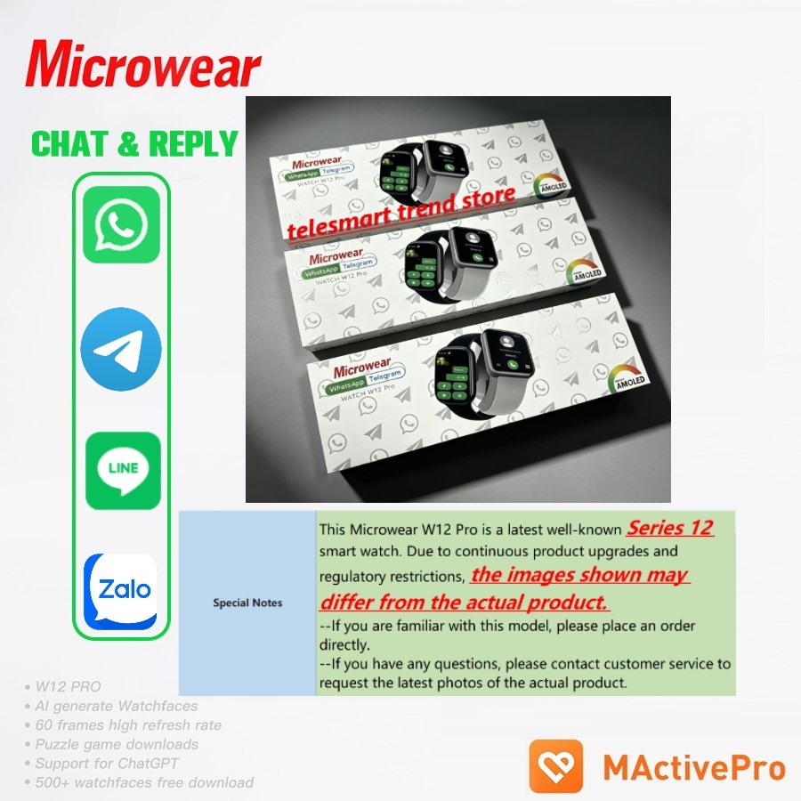 Smartwatch M Active - นาฬิกาอัจฉริยะ Top Amoled Watch12pro W12pro Microwear