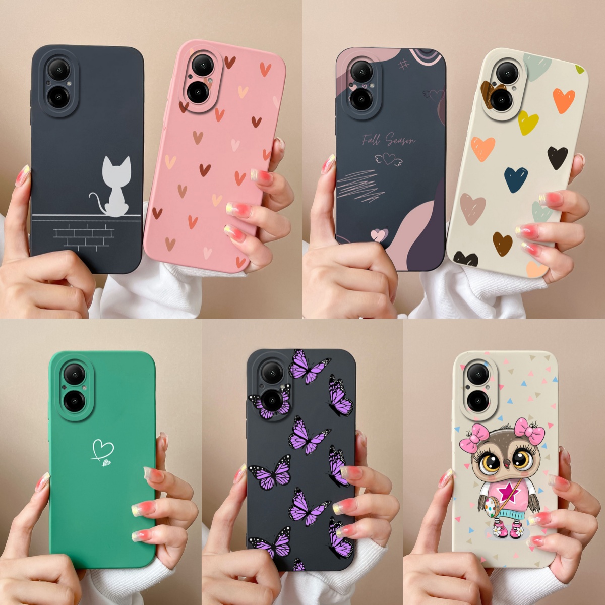 Realme C67 - สําหรับRealme C67 เคสโทรศัพท์สนุกผีเสื้อป้องกันกล้องซิลิโคนเหลวนุ่มปกหลังสําหรับOppo Realme C 67