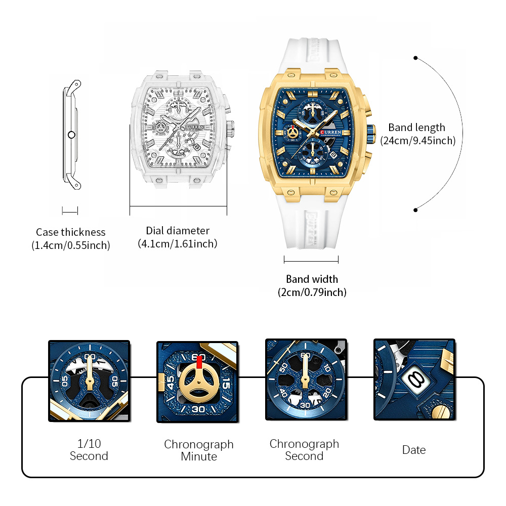 CURREN นาฬิกาวินเทจสุดหรูสำหรั - Accessories With Watch บทวิจารณ์และราคา