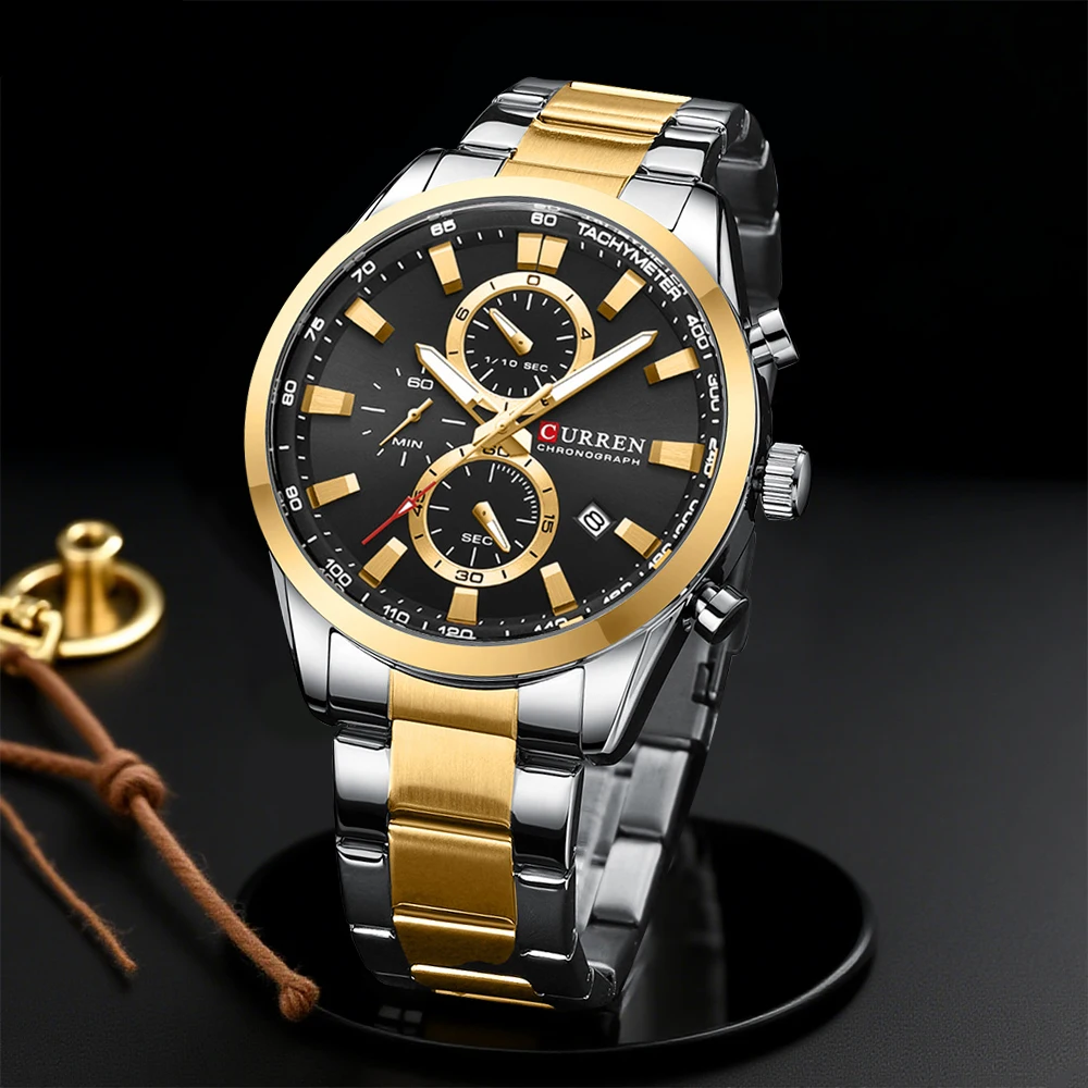 CURREN ลำลองควอตซ์โครโนสปอร์ตน - Accessories With Watch บทวิจารณ์และราคา