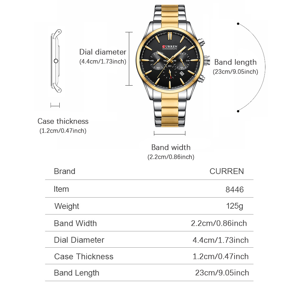 CURREN ลำลองควอตซ์โครโนสปอร์ตน - Accessories With Watch บทวิจารณ์และราคา