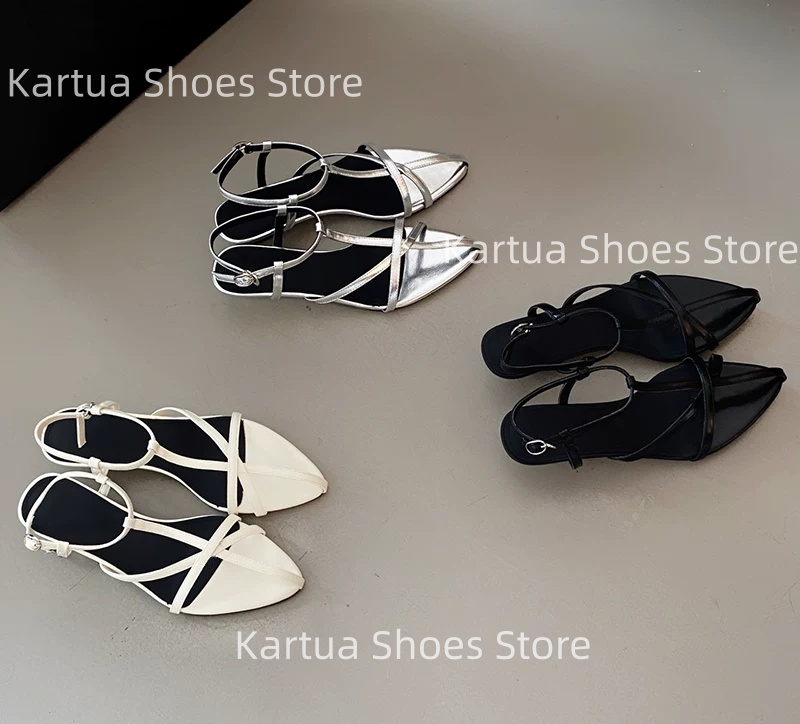 รองเท้าส้นแบนแบบสวมเปิดส้นสำหร - Leather Classic Strap บทวิจารณ์และราคา
